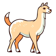 Playful Andean Grazer: Cute Vicuña in a Charming 2D Illustration