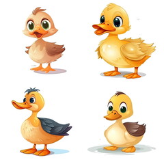 Cartoon character of duck on white background