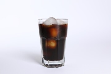 Fototapeta na wymiar Refreshing iced coffee in glass isolated on white