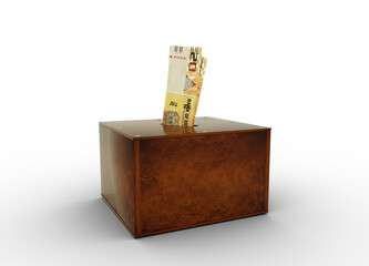 Stock Illustration ID: 2324284861

Sierra Leonean Leone notes inside wooden savings box. Generic savings Bank, Penny Bank, Money Box. 3d rendering
