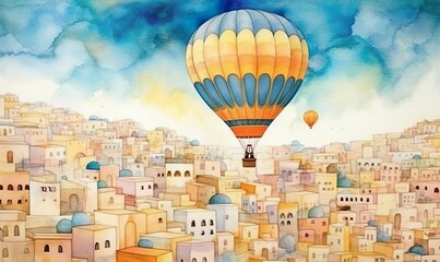 hot air balloons in the city