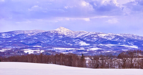 春のニセコスキー場から見る昆布岳方面の雪景色
