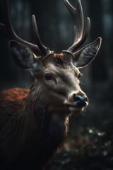 Portrait of Deer Dramatic and Cinematic Lighting Photography, Generative AI