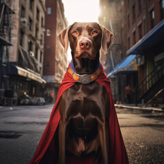 A dog dressed as a superhero, Generative Ai