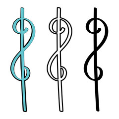 musical flourishes in color outline and silhouette