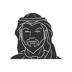 Arabic Sheikh Icon Silhouette Illustration. Arab Muslim Man Vector Graphic Pictogram Symbol Clip Art. Doodle Sketch Black Sign.