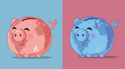 Good and Bad Global Economic Situation Vector Concept Illustration. Uncertain future for the world in capitalist era 