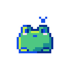 Fototapeta premium Retro 8 Bit Pixel Art Frog Icon. Y2K Nostalgic Toad Animal Sticker for Graphic Design, Print, and Decorative Patterns. Classic Games Inspired Symbol.