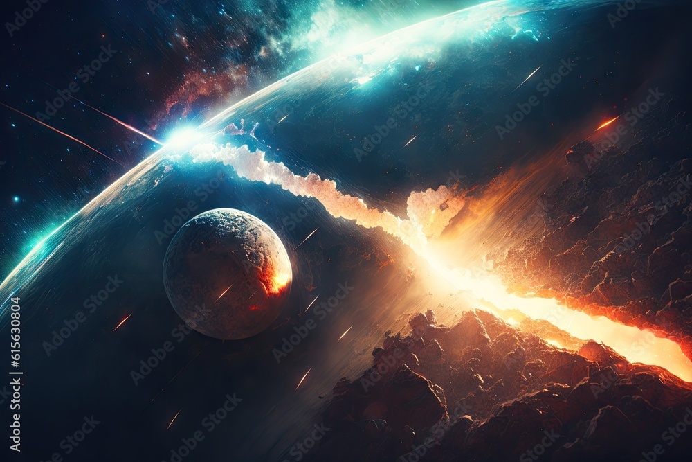 Poster tilt shifted aerial view of earths atmosphere in space. generative ai aig15.
