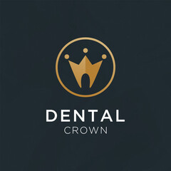 Dental crown luxury and modern vector logo design template.