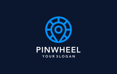 Fototapeta premium creative minimalist wheel pin logo design