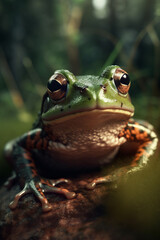 Obraz premium Portrait of Frog Dramatic and Cinematic Lighting Photography, Generative AI
