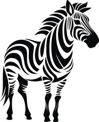 zebra outline striped silhouette animal design flat vector illustration isolated on white background