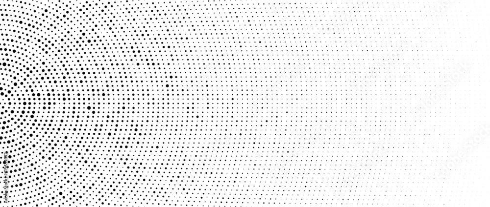 Aufkleber halftone concentric dot lines background. spotted and dotted half circles gradient. radial fading co