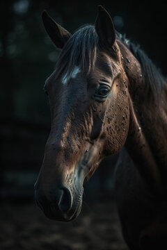 Portrait of Horse Dramatic and Cinematic Lighting Photography, Generative AI