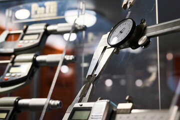 Digital sliding calipers on display of hardware store