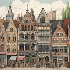 Obraz premium historic buildings in belgium