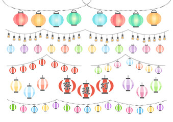 祭ちょうちんのイラストセット