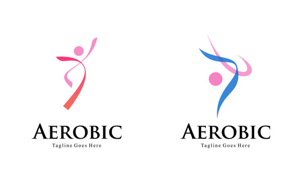 Creative fitness and wellness line style logo design
