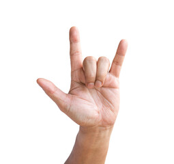 I love you hand sign. Isolated, transparent background.