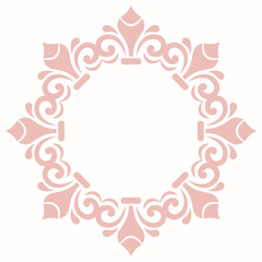 Elegant vintage ornament in classic style. Abstract traditional pattern with pink oriental elements. Classic vintage round pattern