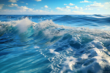 Naklejka na ściany i meble blue sea with waves and clear blue sky background