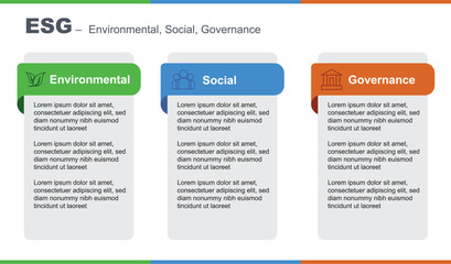 Infographic slide for ESG, Environmental, social, and governance used in web and print