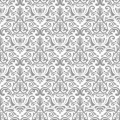 Schilderijen op glas Orient classic silver pattern. Seamless abstract background with vintage elements. Orient background. Ornament for wallpaper and packaging © Fine Art Studio