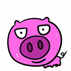 pink pig cartoon on white background