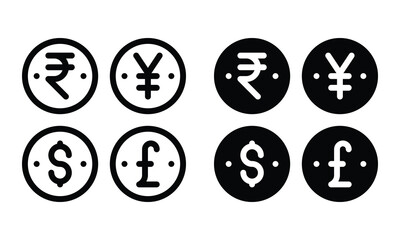 Currency icon with outline and glyph style.