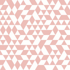 Geometric pattern with pink triangles. Geometric modern ornament. Seamless abstract background