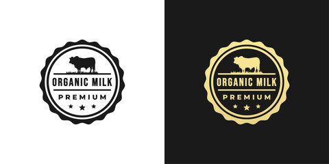 Organic milk Label Vector or Organic milk stamp Vector Isolated in Flat Style. Best Organic milk label for product packaging design element. Organic milk stamp for packaging design element.