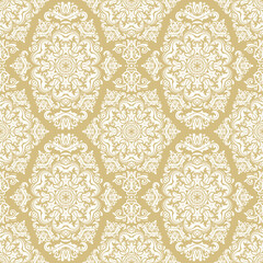 Orient classic pattern. Seamless abstract background with golden and white vintage elements. Orient background. Ornament for wallpaper and packaging © Fine Art Studio