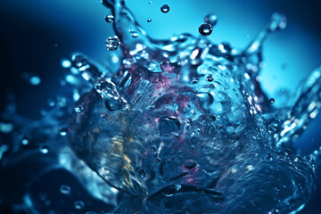 Fototapeta na wymiar water splash with drops on a blue background