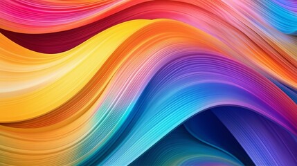 Abstract background featuring vivid rainbow colors, flowing curved lines, and waves.Created with generative AI technology