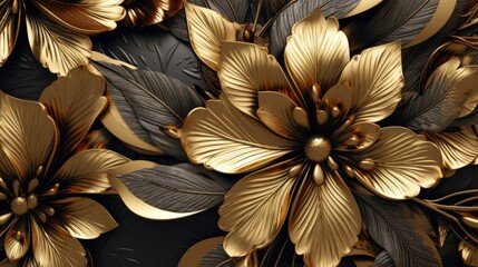 Obraz na płótnie Canvas abstract background of floral metallic decorations. Created with generative AI technology 