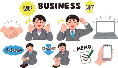 スーツ姿の男性女性ビジネスセット