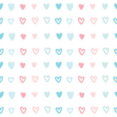 Seamless Pattern with Pastel Heart Design on White Background