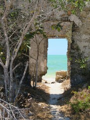old ruins by the sea in Yucatan, Mexico