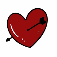 Arrow heart icon. Red Love line sign. cartoon on white background