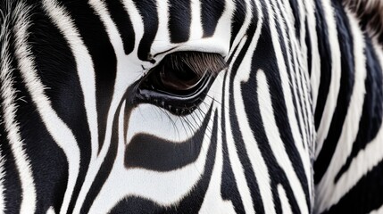 Fototapeta na wymiar close-up of the mesmerizing pattern of a zebra's stripes, detailed and realistic, generative ai