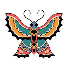 Vector Retro Tattoo Illustration of Butterfly Insect