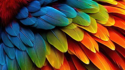 Fototapeta premium close-up of the vibrant colors of a tropical bird, detailed and realistic, generative ai