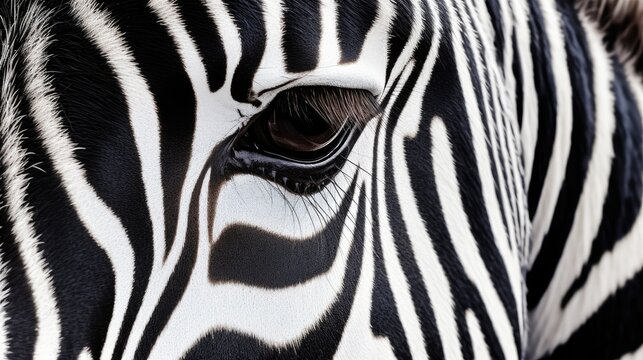 close-up of the mesmerizing pattern of a zebra's stripes, detailed and realistic, generative ai