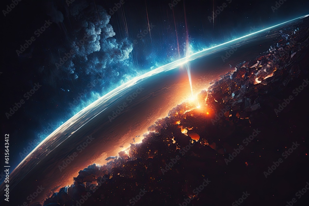 Poster tilt shifted aerial view of earths atmosphere in space. generative ai aig15.