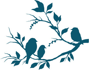 Abstract Birds Tattoo Silhouette with Floral Accent