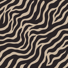 Modern Zebra Stripes Seamless Pattern. Abstract Animal Skin Print in Contemporary Style. Vector Stripes Background
