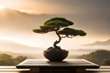 Foto auf Acrylglas Antireflex bonsai tree in a pot © qaiser
