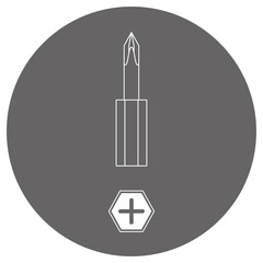 モノクロのイラストマーク_ドライバービット_プラス小