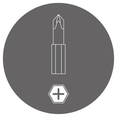 モノクロのイラストマーク_ドライバービット_プラス大